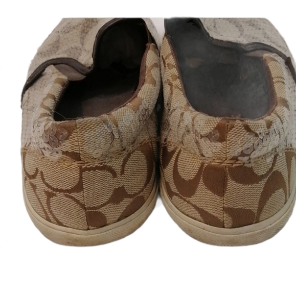 Coach Signature Kivy Sequins Sneakers Brown Signature Logo sz.8.5 - Picture 6 of 12